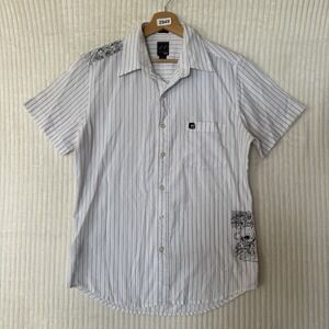 Vintage Anchor Blue Shirt Mens Sz S Button Up Embroidered Logo Skull Plz See